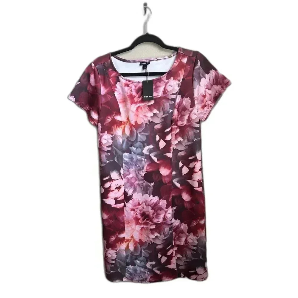 NWT Torrid Multi Floral Scuba Knit Dress, Plus Mini Dress, Size 12 - Picture 3 of 7